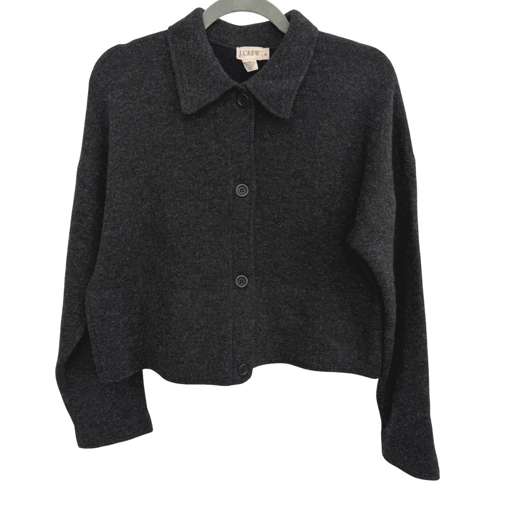 J.Crew Lambswool Blend Button Front Collared Card… - image 1